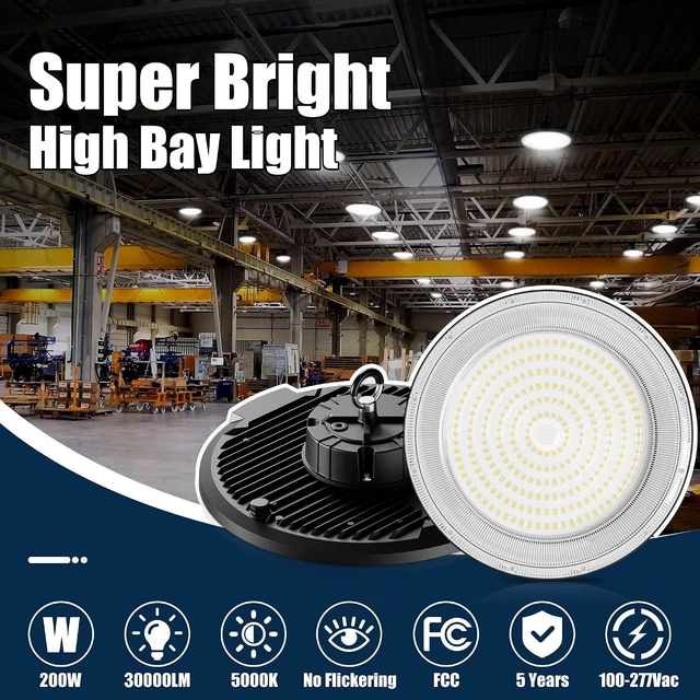 Alt view image 2 of 6 - 12 Pack UFO LED High Bay Light 200W, 30000LM 5000K AC100-277V