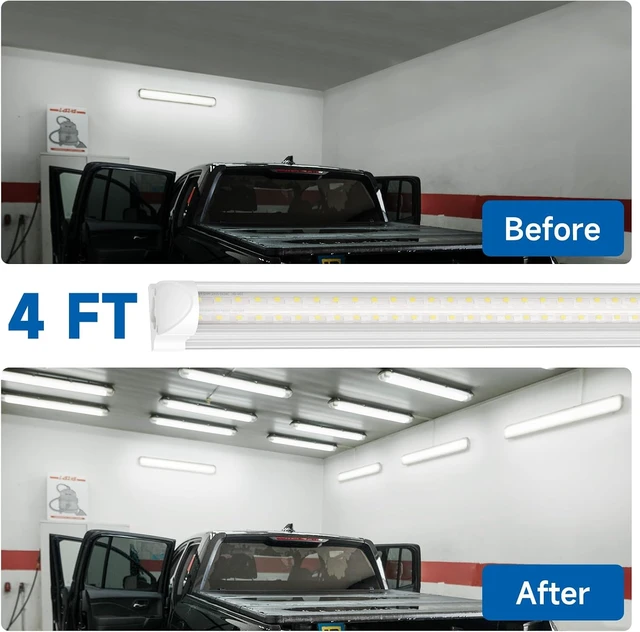 Alt view image 2 of 7 - SHINESTAR 4FT Led Shop Lights, 40W 5000LM 5000K LED Shop Light Super Bright 75% Energy-Saving Linkable T8 Light Tube Integrated Fixture for Workshop Garage Basement, 4 Pack