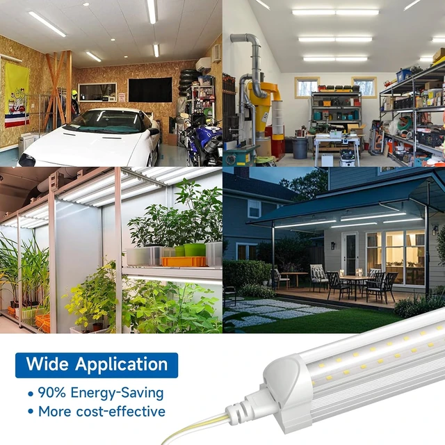 Alt view image 3 of 7 - SHINESTAR 4FT Led Shop Lights, 40W 5000LM 5000K LED Shop Light Super Bright 75% Energy-Saving Linkable T8 Light Tube Integrated Fixture for Workshop Garage Basement, 4 Pack
