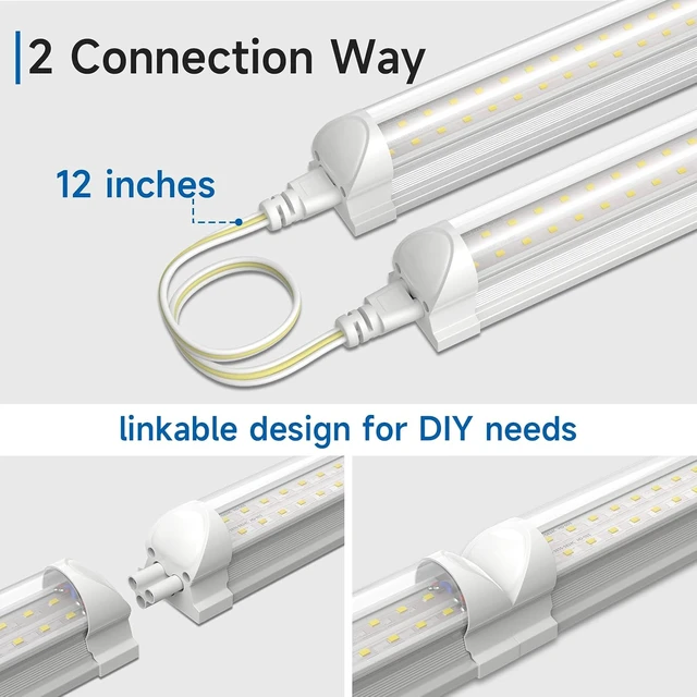 Alt view image 4 of 7 - SHINESTAR 4FT Led Shop Lights, 40W 5000LM 5000K LED Shop Light Super Bright 75% Energy-Saving Linkable T8 Light Tube Integrated Fixture for Workshop Garage Basement, 4 Pack