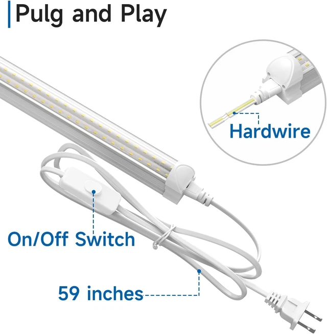 Alt view image 5 of 7 - SHINESTAR 4FT Led Shop Lights, 40W 5000LM 5000K LED Shop Light Super Bright 75% Energy-Saving Linkable T8 Light Tube Integrated Fixture for Workshop Garage Basement, 4 Pack