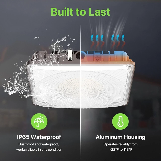 Alt view image 4 of 7 - Glitgate LED Canopy Light 100W/80W/60W 3CCT Selectable, 11000LM, 120V