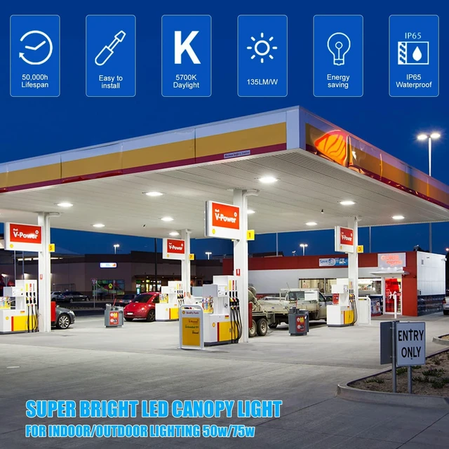 Alt view image 2 of 5 - LED Canopy Light Fixture,45W 5850lm HID/HPS Replacement, 9.5" x 9.5", 5700K, AC100-277V, IP65 Waterproof,Canopy Lights Outdoor for Gas Station,Warehouse, Shop (45W-2Pack)