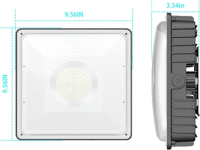 Alt view image 5 of 5 - LED Canopy Light Fixture,45W 5850lm HID/HPS Replacement, 9.5" x 9.5", 5700K, AC100-277V, IP65 Waterproof,Canopy Lights Outdoor for Gas Station,Warehouse, Shop (45W-2Pack)