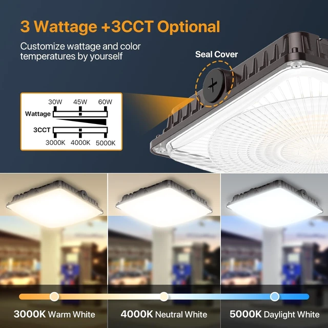 Alt view image 2 of 7 - 60W LED Canopy Lights - Selectable Wattage 60/45/30W IP65