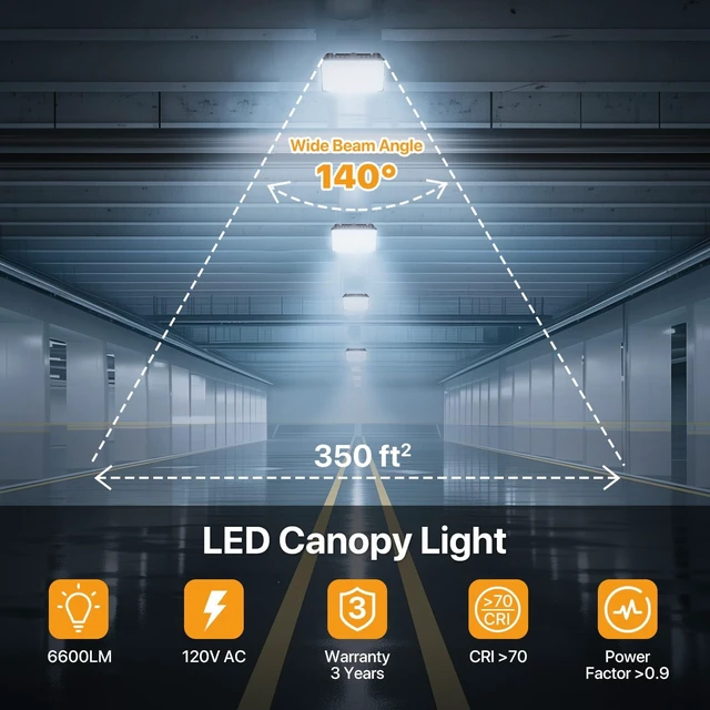 Alt view image 5 of 7 - 60W LED Canopy Lights - Selectable Wattage 60/45/30W IP65
