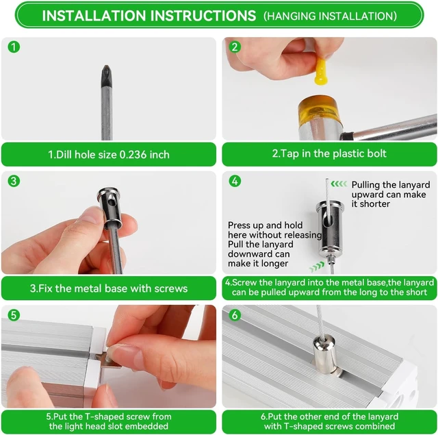 Alt view image 7 of 7 - Skymoatled T12 4FT LED Shop Lights Garage Lights,65W 6500K 10400LM White Light,Super Bright,Hanging/Surface Mount,Plug and Play,Linkable Commercial Bay Lighting for Warehouse Workshop Basement,6Pack