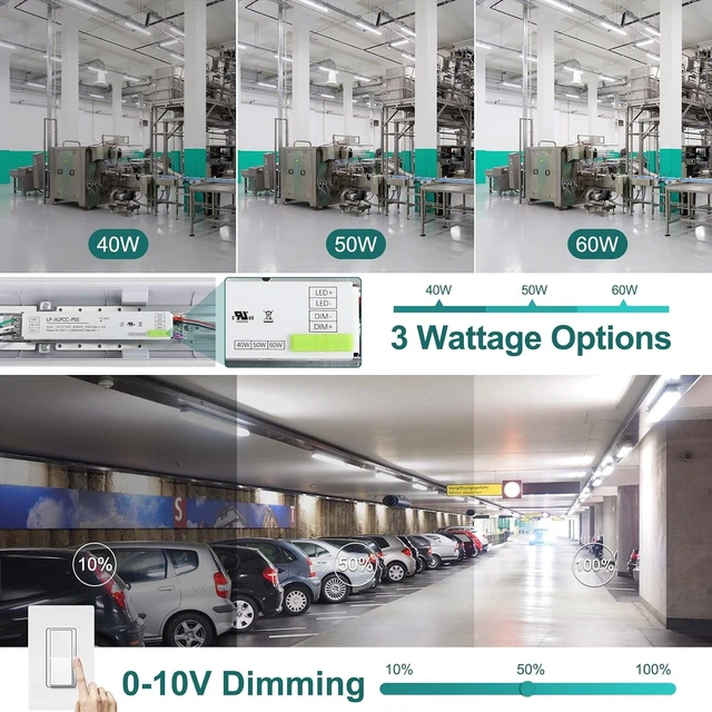 Alt view image 2 of 7 - kadision 4FT LED Vapor Tight Light Fixture, 60W/50W/40W Adjustable, 4 Pack