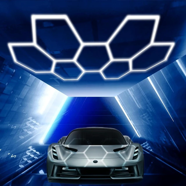 Main image of Hexagon LED Garage Light: 33 Pack Updated Bigger Size, 30720LM 256W 6500K Super Bright Car Detailing Ceiling LED Shop Light for Warehouse Workshop Gym Basement Car Care Wash Room
