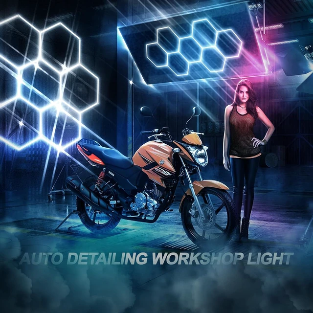 Alt view image 3 of 6 - Hexagon LED Garage Light: 33 Pack Updated Bigger Size, 30720LM 256W 6500K Super Bright Car Detailing Ceiling LED Shop Light for Warehouse Workshop Gym Basement Car Care Wash Room