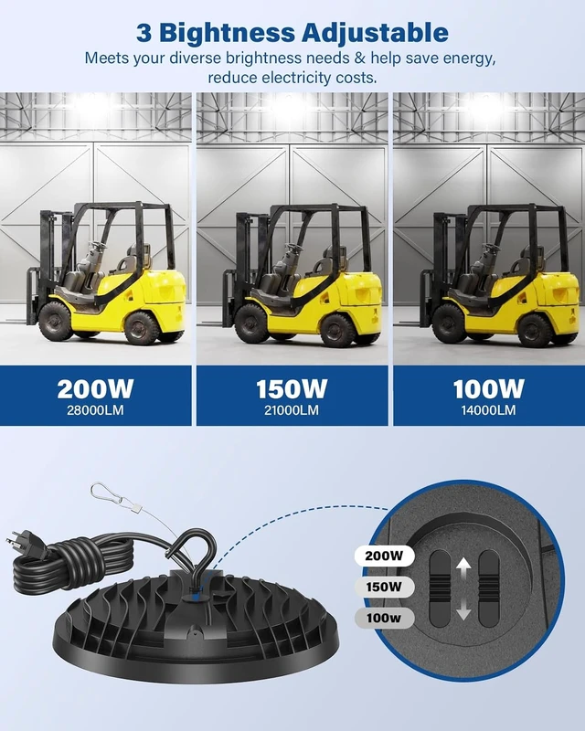 Alt view image 2 of 7 - 200W UFO LED High Bay Light, 28,000LM, AC100-277V, Plug & Play ETL Listed