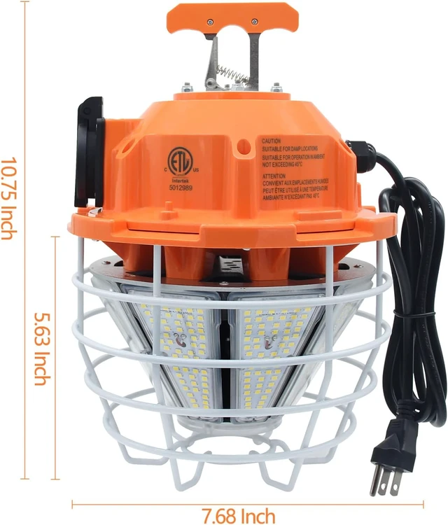 Alt view image 2 of 7 - NS 150W LED Temporary Work Light, 24750LM Linkable Daylight White 5,000K Portable Hanging Lamp Jobsite Lighting Stainless Steel Protective Cover for Outdoor Construction High Bay Warehouse