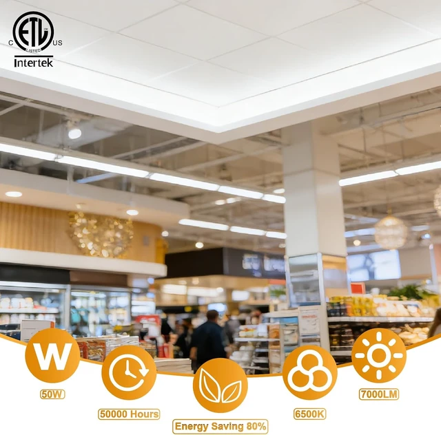 Alt view image 2 of 7 - Linkable LED Shop Lights 4FT 6 Pack 50W 6500K Hanging 7000LM