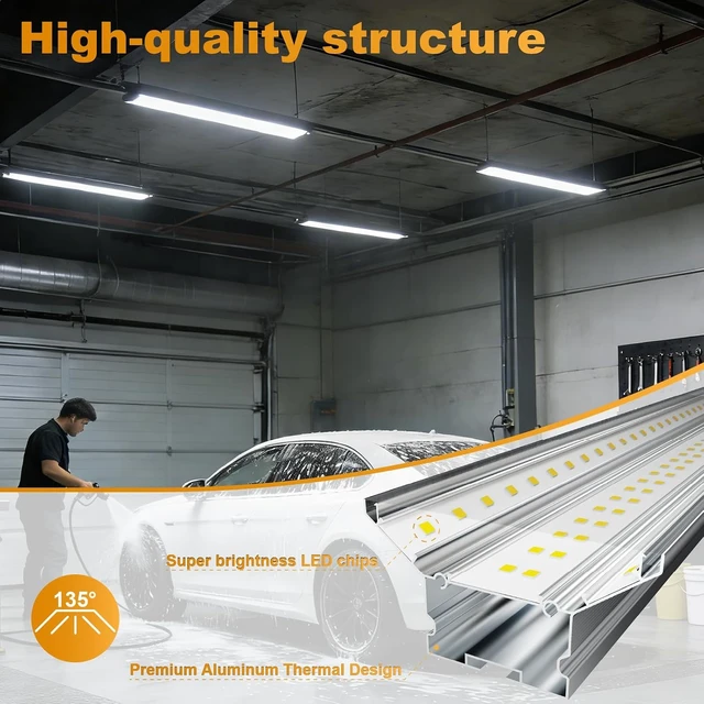 Alt view image 4 of 7 - Linkable LED Shop Lights 4FT 6 Pack 50W 6500K Hanging 7000LM