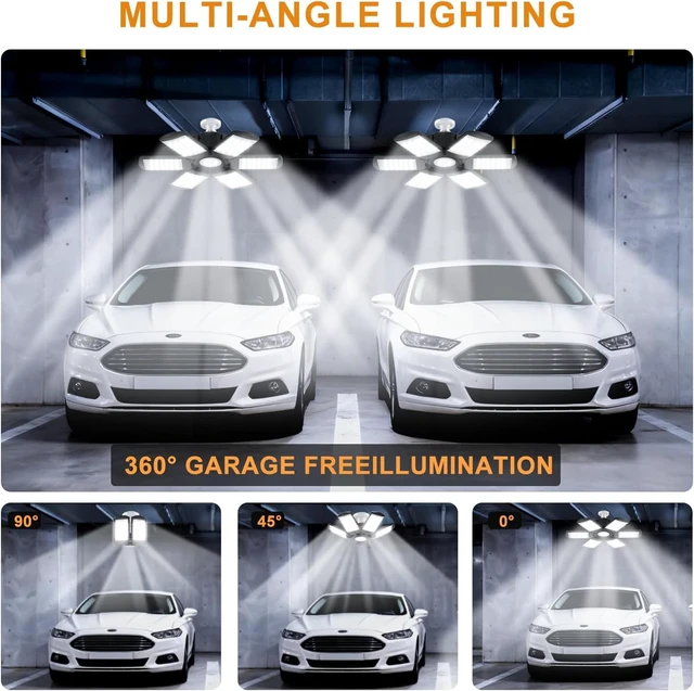 Alt view image 2 of 7 - LED Garage Lights Bulb 200W 15000LM 6500K Led Shop Light with 6 Plus 1 Deformable Panels Basement Barn Ceiling Lights for E26/E27