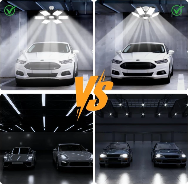Alt view image 3 of 7 - LED Garage Lights Bulb 200W 15000LM 6500K Led Shop Light with 6 Plus 1 Deformable Panels Basement Barn Ceiling Lights for E26/E27