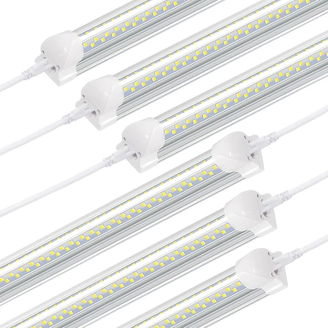 Main image of SZSKYING 10 Pack 8FT LED Shop Light, 120W 12000LM 6500K Daylight White, T8 Integrated Tube V-Shape, 96 Four Rows High Output, Linkable 8 Foot LED Light Fixture, Garage Lighting Plug in Non-Dimmable