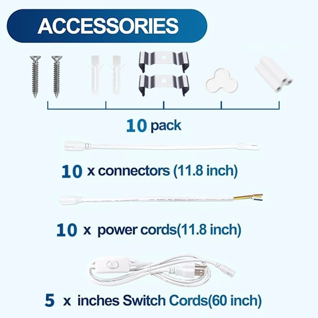 Alt view image 2 of 4 - SZSKYING 10 Pack 8FT LED Shop Light, 120W 12000LM 6500K Daylight White, T8 Integrated Tube V-Shape, 96 Four Rows High Output, Linkable 8 Foot LED Light Fixture, Garage Lighting Plug in Non-Dimmable