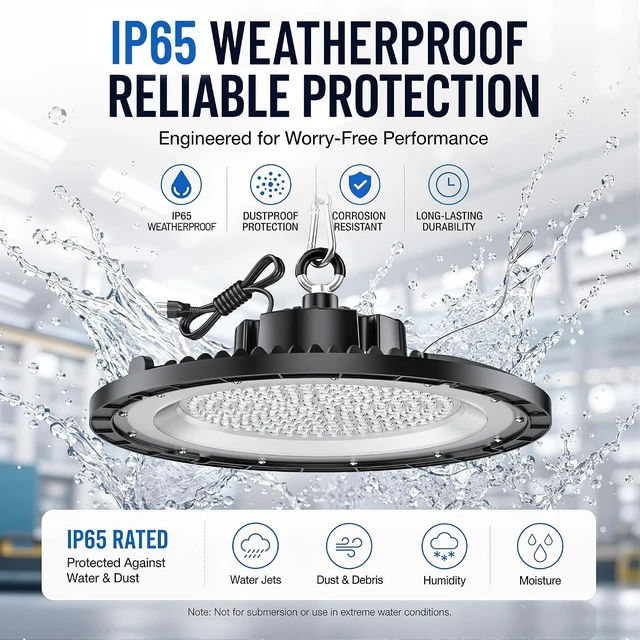 Alt view image 5 of 7 - Launding 250W UFO LED High Bay Light 10 Pack, 30000LM 5000K Daylight Super Bright Commercial High Bay LED Shop Lights for Warehouse Workshop Garage Barn with 5ft US Plug Cable & Safe Rope, AC100-277V.