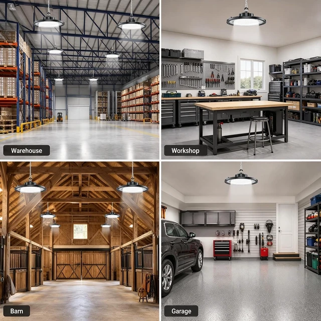 Alt view image 7 of 7 - Launding 250W UFO LED High Bay Light 10 Pack, 30000LM 5000K Daylight Super Bright Commercial High Bay LED Shop Lights for Warehouse Workshop Garage Barn with 5ft US Plug Cable & Safe Rope, AC100-277V.