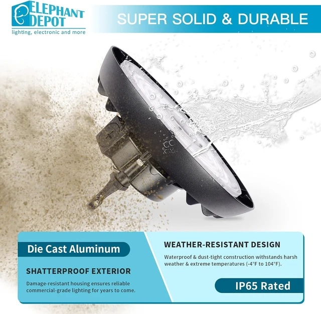 Alt view image 5 of 7 - UFO Led High Bay Light with Motion Sensor, 100/120/150W, 14000/17500/21000LM, 2CCT 4000K/5000K, 0-10V Dimmable High Bay Led Shop Lights for Gym Factory Warehouse, Hook(1, 150, Watts)