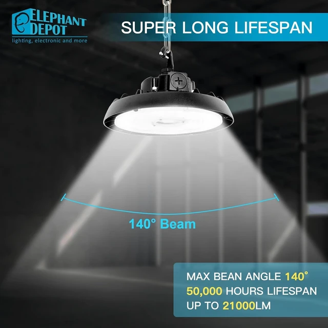 Alt view image 7 of 7 - UFO Led High Bay Light with Motion Sensor, 100/120/150W, 14000/17500/21000LM, 2CCT 4000K/5000K, 0-10V Dimmable High Bay Led Shop Lights for Gym Factory Warehouse, Hook(1, 150, Watts)