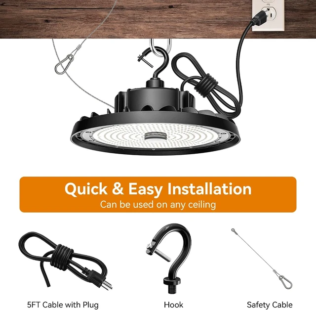 Alt view image 7 of 7 - UFO LED High Bay Light 240W, 36,000lm 6000K AC 110-227V, 2PCS
