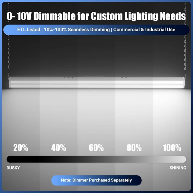 Alt view image 3 of 7 - 4-Pack 300W/240W/200W LED Linear Shop Lights, 0-10V Dimmable 5000K