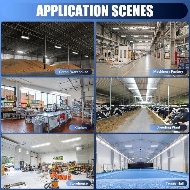 Alt view image 7 of 7 - 4-Pack 300W/240W/200W LED Linear Shop Lights, 0-10V Dimmable 5000K