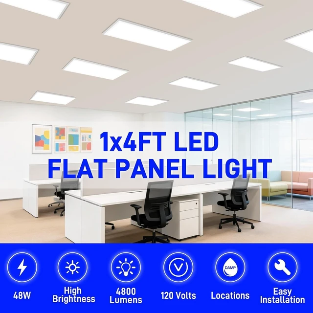 Alt view image 2 of 7 - hykolity 1x4 LED Flat Panel Light,4800LM,3CCT 3000K/4000K/5000K