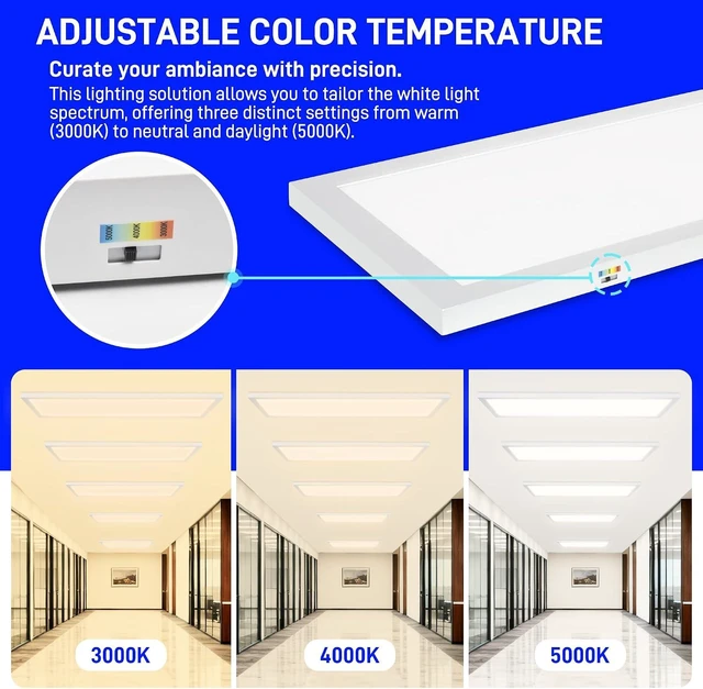 Alt view image 3 of 7 - hykolity 1x4 LED Flat Panel Light,4800LM,3CCT 3000K/4000K/5000K