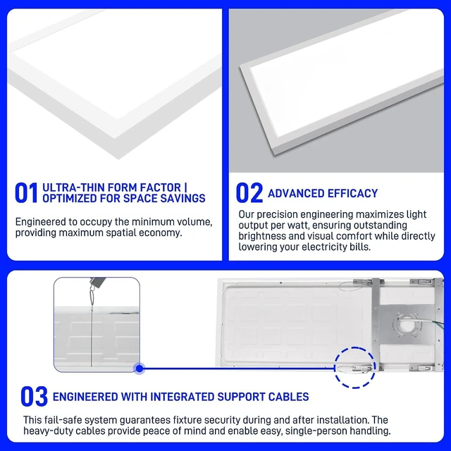 Alt view image 5 of 7 - hykolity 1x4 LED Flat Panel Light,4800LM,3CCT 3000K/4000K/5000K