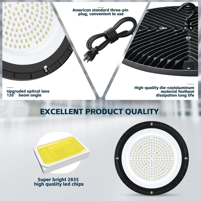 Alt view image 3 of 6 - lvsdak UFO LED High Bay Lights 200W 5000K High Bay LED Shop Lights 8Pack