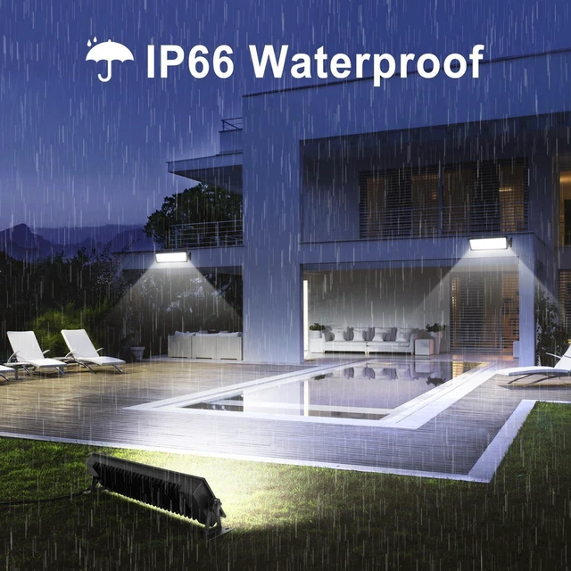 Alt view image 5 of 7 - 2 Pack LED Shop Light for Garage, 120W 10000lm 5000K Daylight LED High Bay Light, IP66 Waterproof Outdoor Flood Light with US Plug 5FT Cable for Workshop Yard Garage Factory Area Lighting Fixture