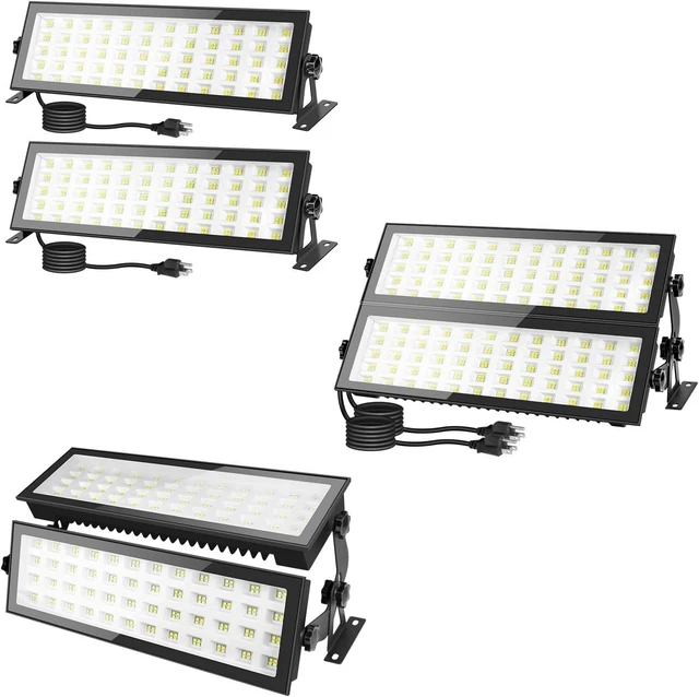 Alt view image 7 of 7 - 2 Pack LED Shop Light for Garage, 120W 10000lm 5000K Daylight LED High Bay Light, IP66 Waterproof Outdoor Flood Light with US Plug 5FT Cable for Workshop Yard Garage Factory Area Lighting Fixture