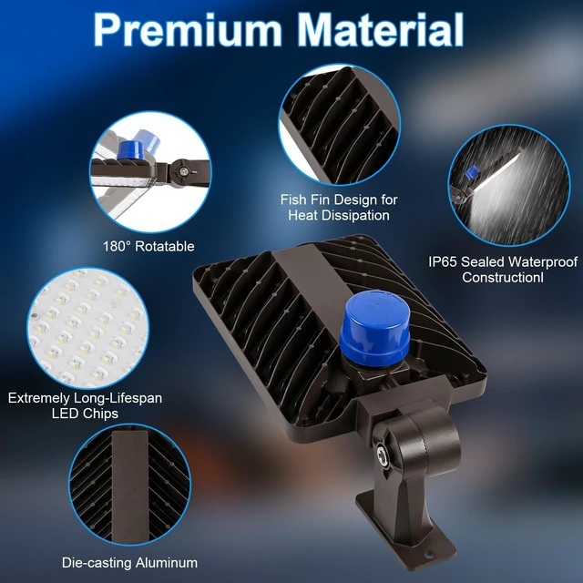 Alt view image 6 of 7 - 240W LED Parking Lot Light with wall Mount Adjustable Bracket