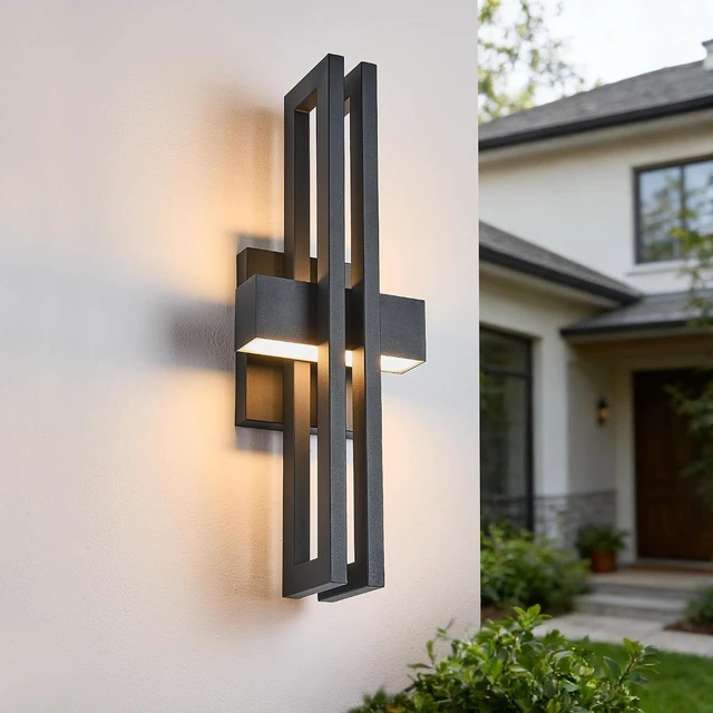 Main image of 23Inch Large Modern Minimalist Outdoor Wall Light, IP65 Waterproof, 3000K Warm White, 2x15W Integrated LED, Textured Black Finish for Garden, Garage, Patio & Indoor Use
