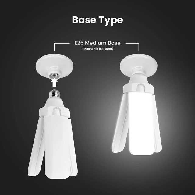Alt view image 5 of 7 - Feit Electric LED Garage Light, Multiple Adjustable Panels, E26 Base, Ideal for Garage, Workshop, Shed, 25,000-Hour Lifetime