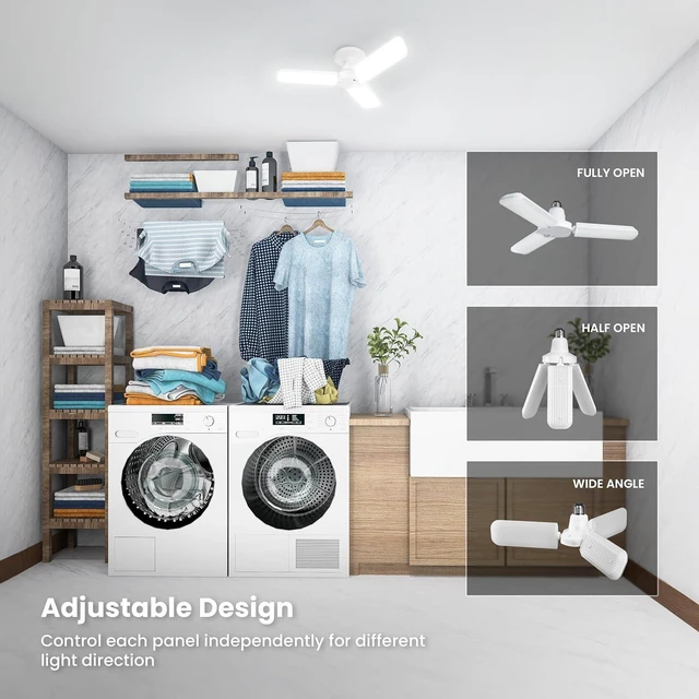 Alt view image 6 of 7 - Feit Electric LED Garage Light, Multiple Adjustable Panels, E26 Base, Ideal for Garage, Workshop, Shed, 25,000-Hour Lifetime