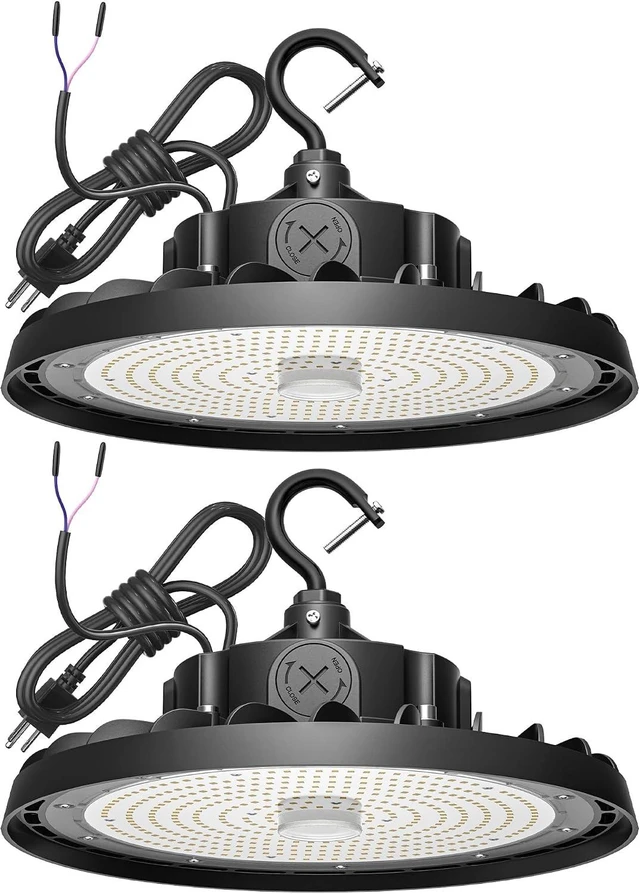 Main image of UFO LED High Bay Light 240W 36,000lm 5000K Daylight, High Bay LED Shop Light 0-10V Dimmable with US Plug 5 Cable, Commercial LED Warehouse Lights, Factory Area Lighting Fixture, 2PCS