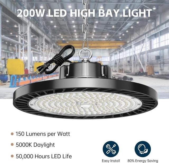 Alt view image 2 of 7 - lvsdak UFO LED High Bay Lights 200W 30000LM 5000K 6 Pack