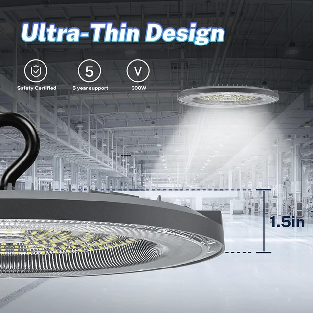 Alt view image 4 of 6 - THELUX 2Pack High Bay Led Shop Lights 200W 5000K 28000lm(Equiv.800WMH/HPS), Led High Bay Light with US Plug&5Ft Cable for Commercial Lighting Warehouse,Garage,Gym,Workshop,Barn etc.