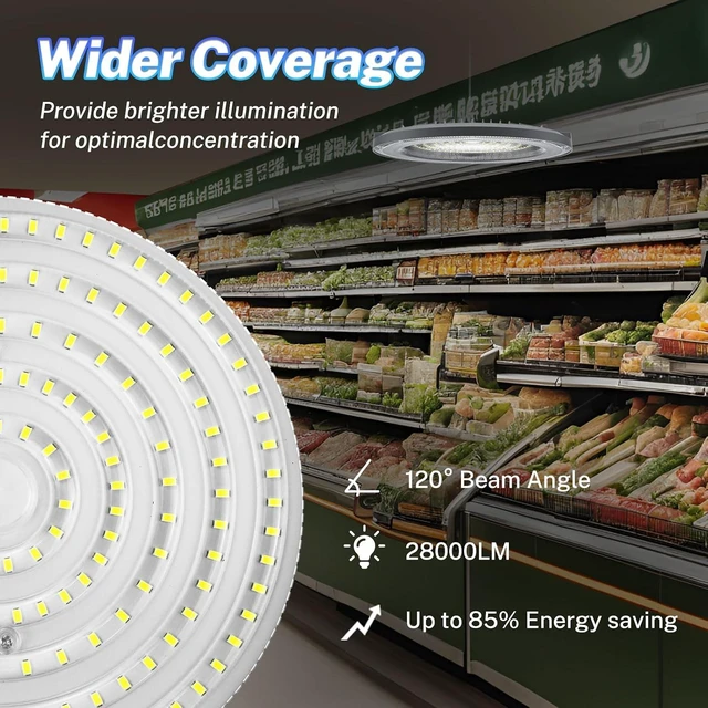 Alt view image 5 of 6 - THELUX 2Pack High Bay Led Shop Lights 200W 5000K 28000lm(Equiv.800WMH/HPS), Led High Bay Light with US Plug&5Ft Cable for Commercial Lighting Warehouse,Garage,Gym,Workshop,Barn etc.