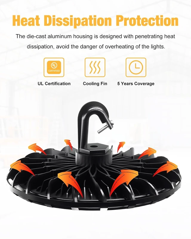 Alt view image 3 of 7 - UFO LED High Bay Light 100W 11000LM 5000K High Bay LED Shop Lights
