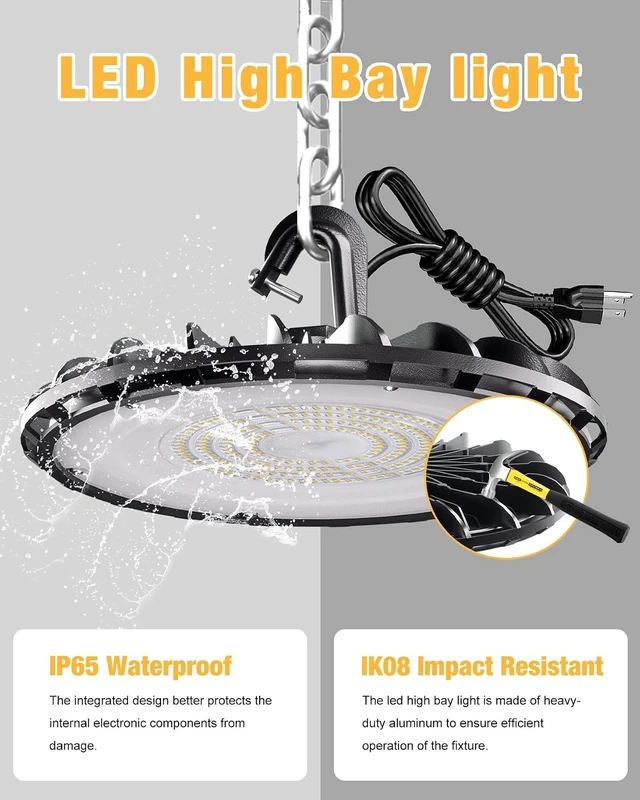 Alt view image 5 of 7 - UFO LED High Bay Light 100W 11000LM 5000K High Bay LED Shop Lights
