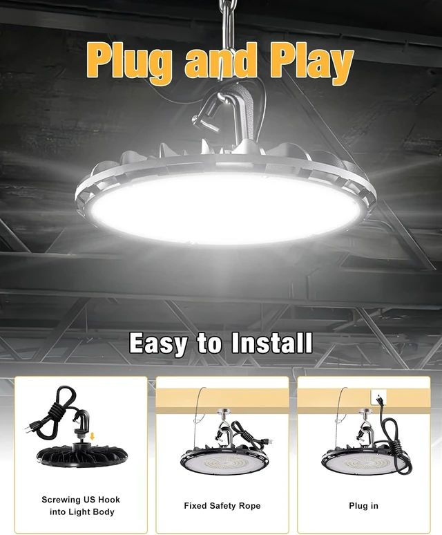 Alt view image 6 of 7 - UFO LED High Bay Light 100W 11000LM 5000K High Bay LED Shop Lights