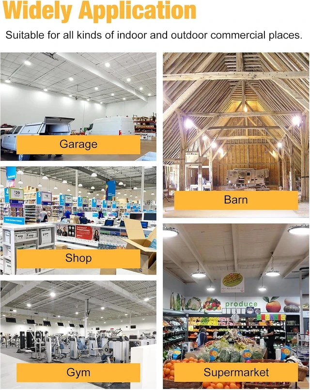 Alt view image 7 of 7 - UFO LED High Bay Light 100W 11000LM 5000K High Bay LED Shop Lights
