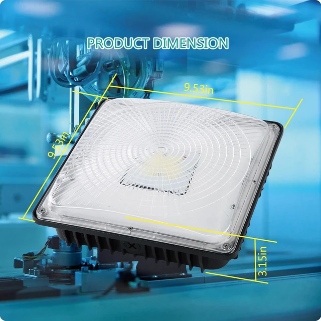 Alt view image 2 of 6 - 45W Square LED Canopy Light 5400LM 5000K Outdoor Ceiling Light