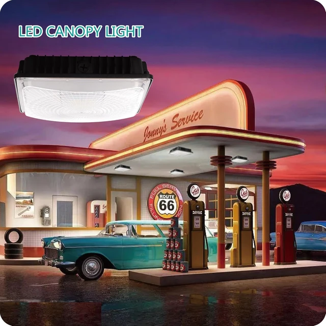 Alt view image 4 of 6 - 45W Square LED Canopy Light 5400LM 5000K Outdoor Ceiling Light