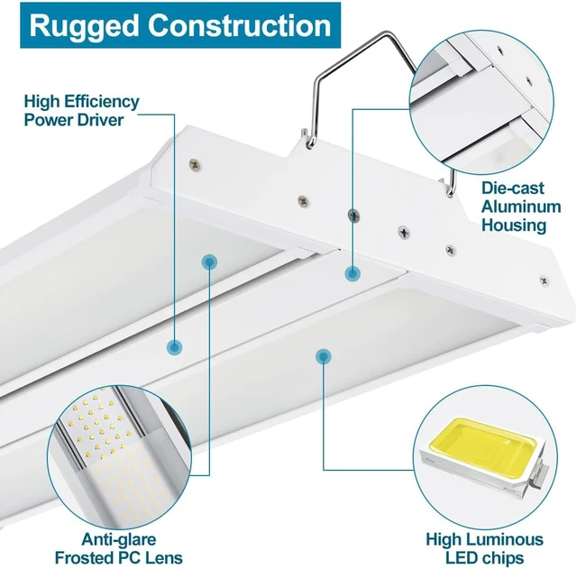 Alt view image 6 of 7 - High Bay LED Shop Lights 200W/150W/100W Adjustable 28000LM 4 Pack